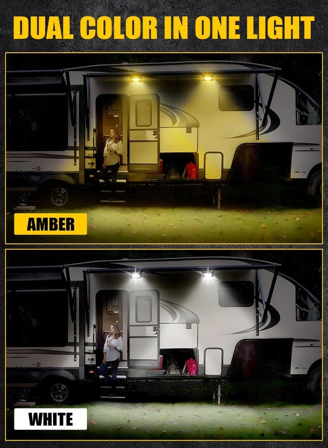 Chelhead RV Exterior Light White Amber Led RV Porch Light 12V RV Lights Exterior Utility Light Compatible with RVs, Trailers, Campers, 5th Wheels, Aluminum Base 1 Pack - Image 2
